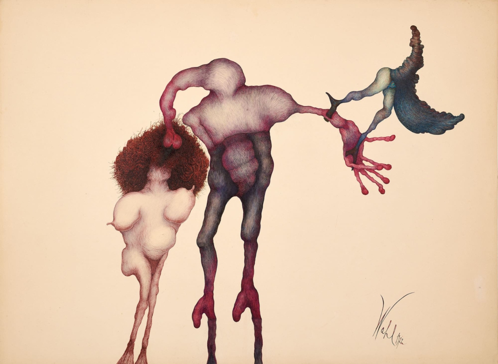 Alicja Wahl, Bez tytułu, 1972, tusz na papierze, 99,5 x 73 cm