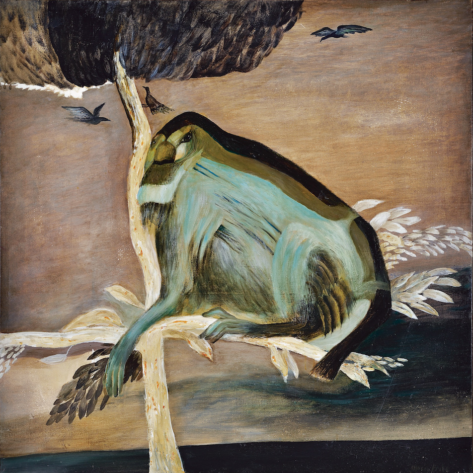 Maria Anto, Małpa, Monkey, 1994, oil on canvas, 113x112 cm