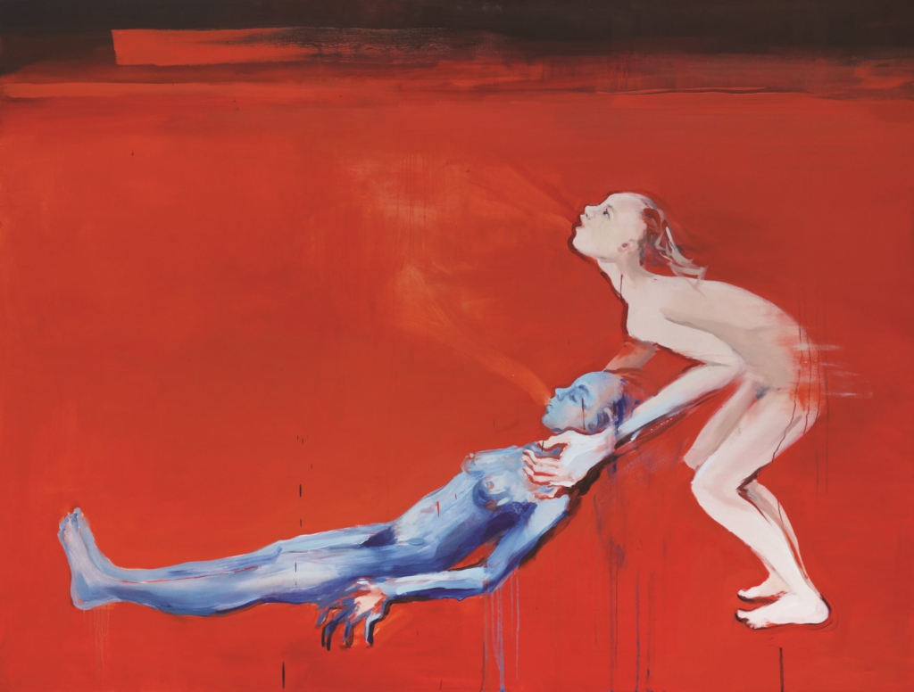 Anna Orbaczewska, Trying to Save Myself, 2021, olej płótno, 150x200 cm